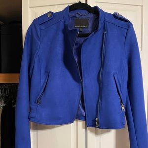 Banana republic cobalt blue faux suede moto jacket S